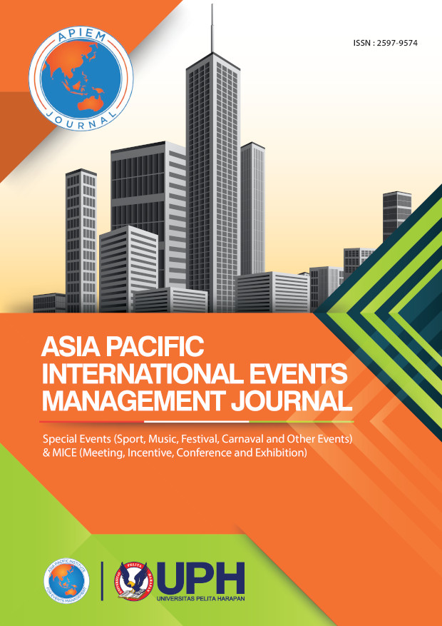 					View Vol. 1 No. 1 (2019): Asia Pacific International Events Management Journal
				